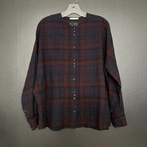 Sessun Plaid wool gauze buttondown – navy plaid - S